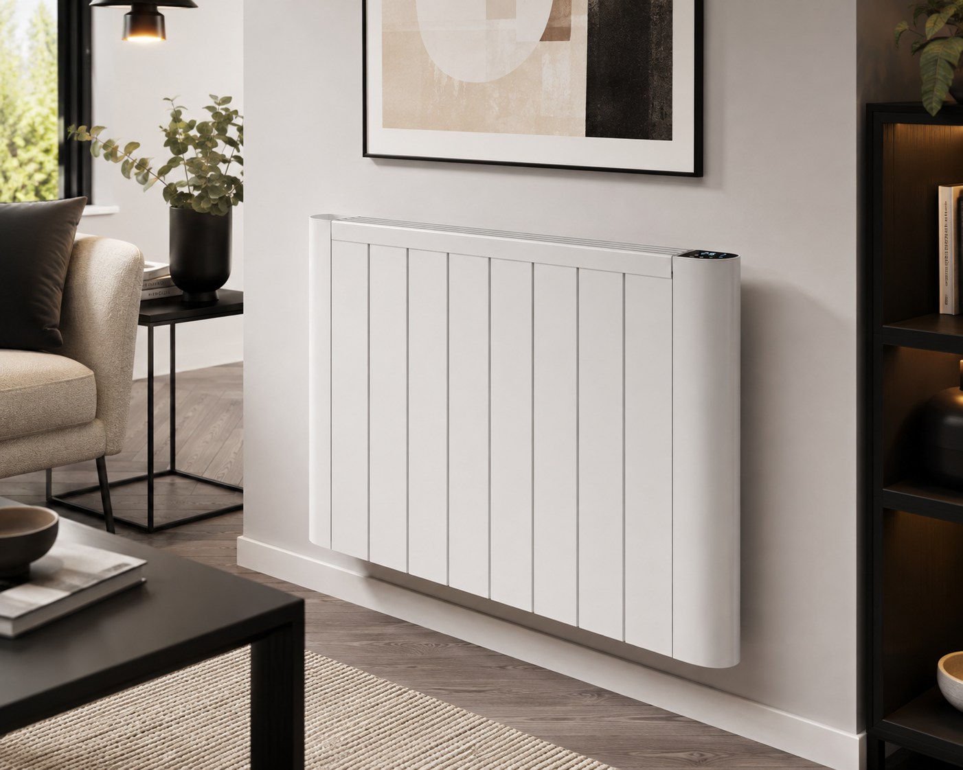 Tavro Wi-Fi Panel Heater — White — lifestyle photograph